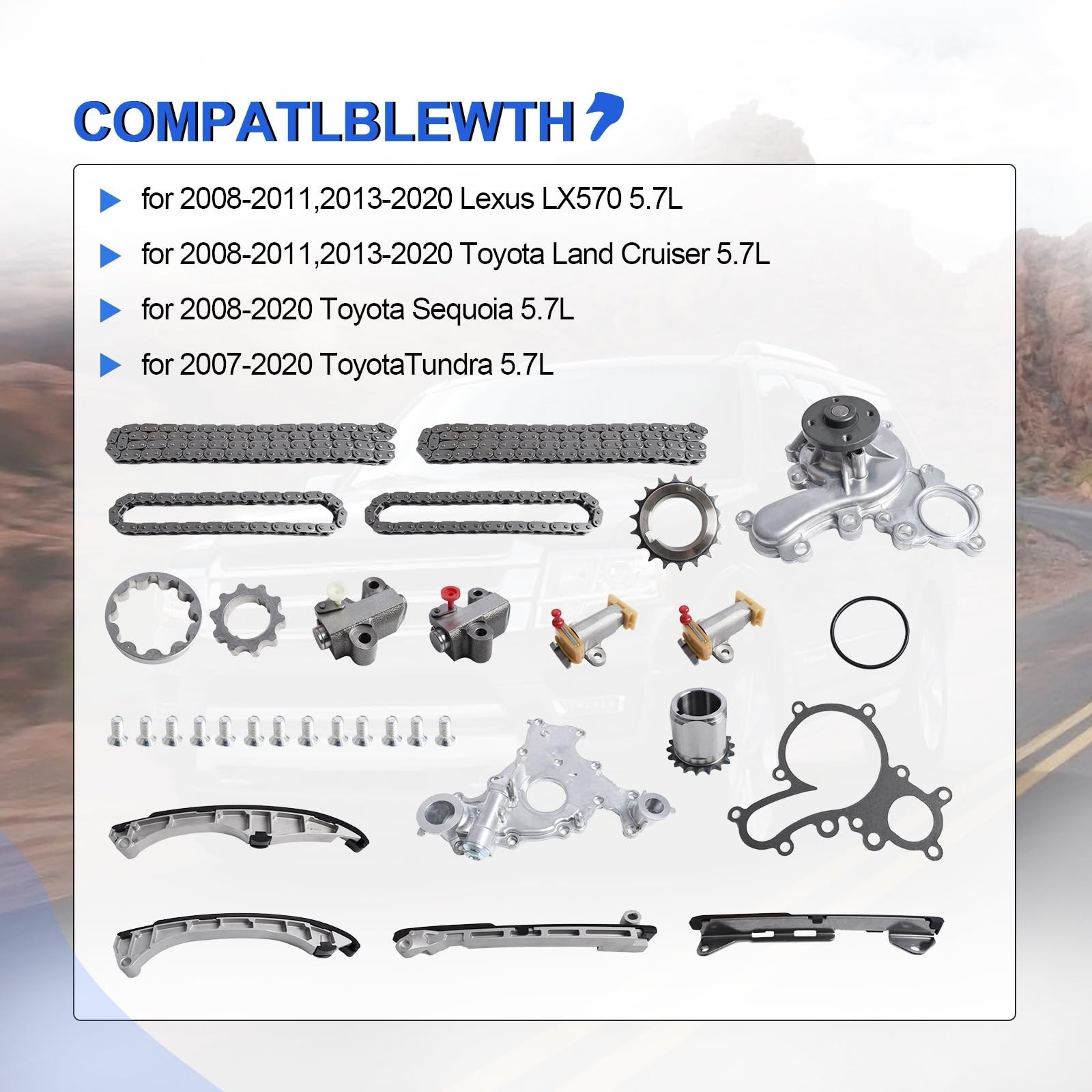 Timing Chain Kit with Oil Pump & Water Pump for 2007-2020 Toyota Tundra/Sequo... gallery