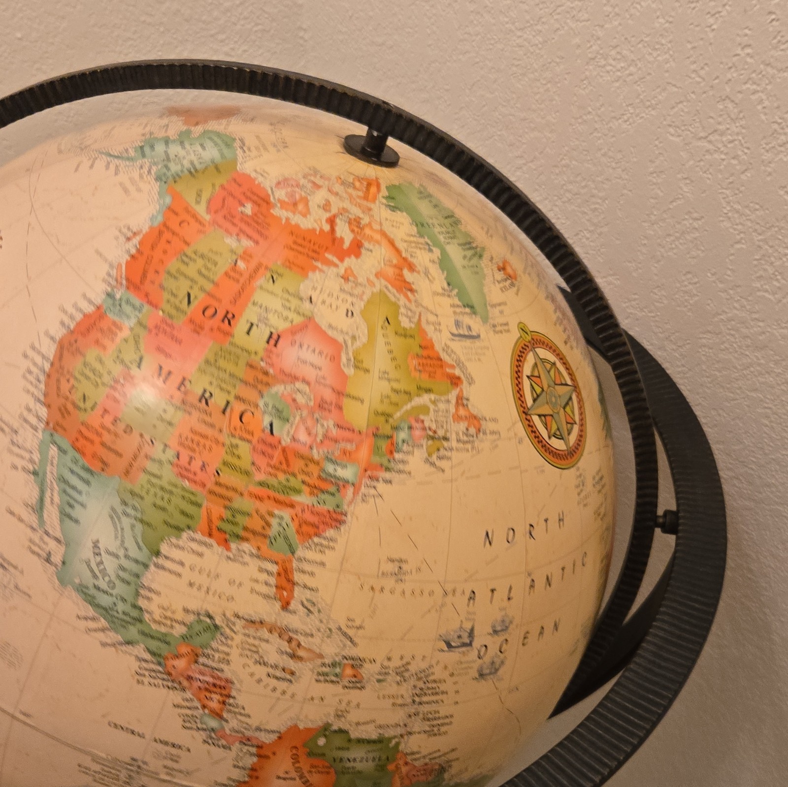 Antique Style Floor Standing Rotating World Globe, Multicolor w/ Metal Stand gallery