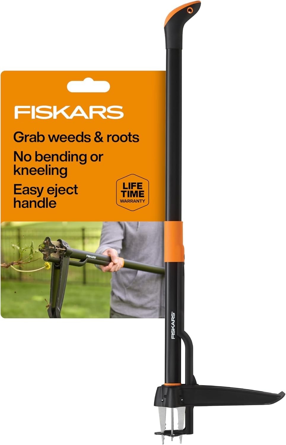 Fiskars Stand-Up Weed Puller Tool 4-Claw Serrated Stainless Steel Weeder 39" gallery