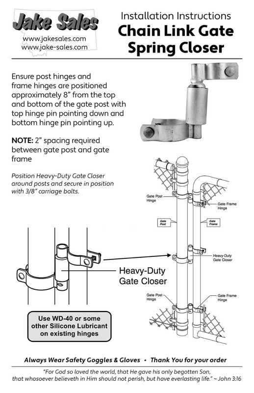 Chain link Gate Spring Closer - Self Closing Gate Spring Closer - Includes Bolts gallery