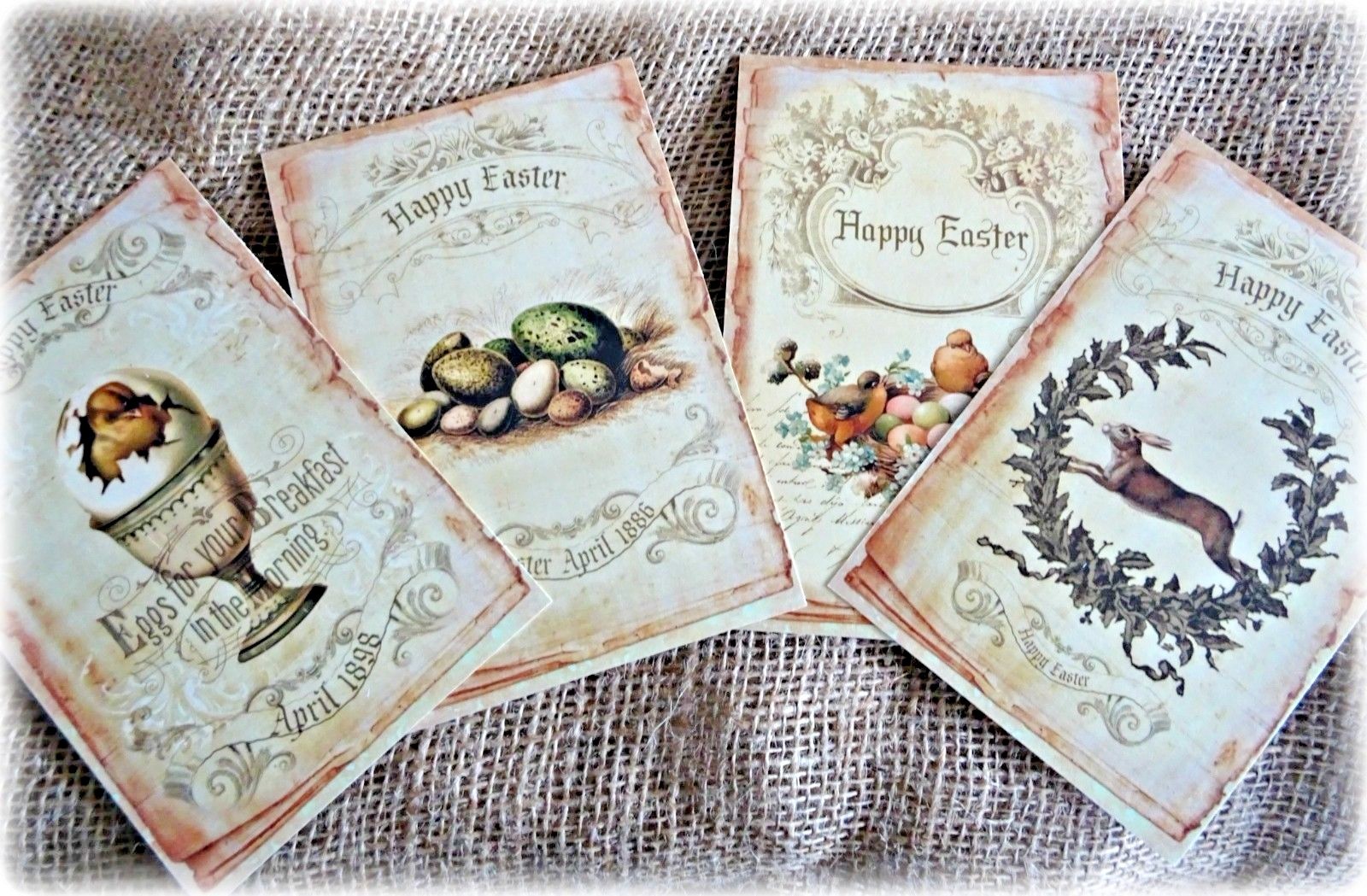 4 Large Vintage Style Easter Post Cards & C6 envelopes - 15.5cm x 10cm gallery