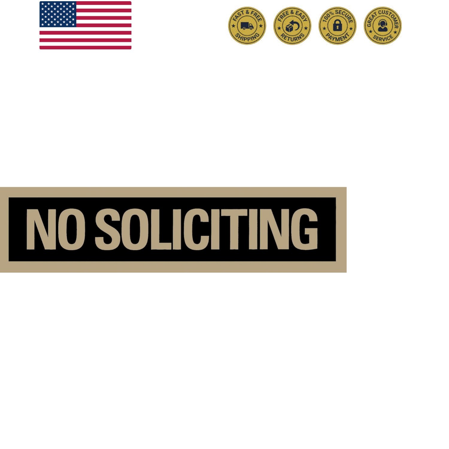 Durable Mylar No Soliciting Sign, 2x8 Inches, Perfect for Stylish Home Entryways gallery