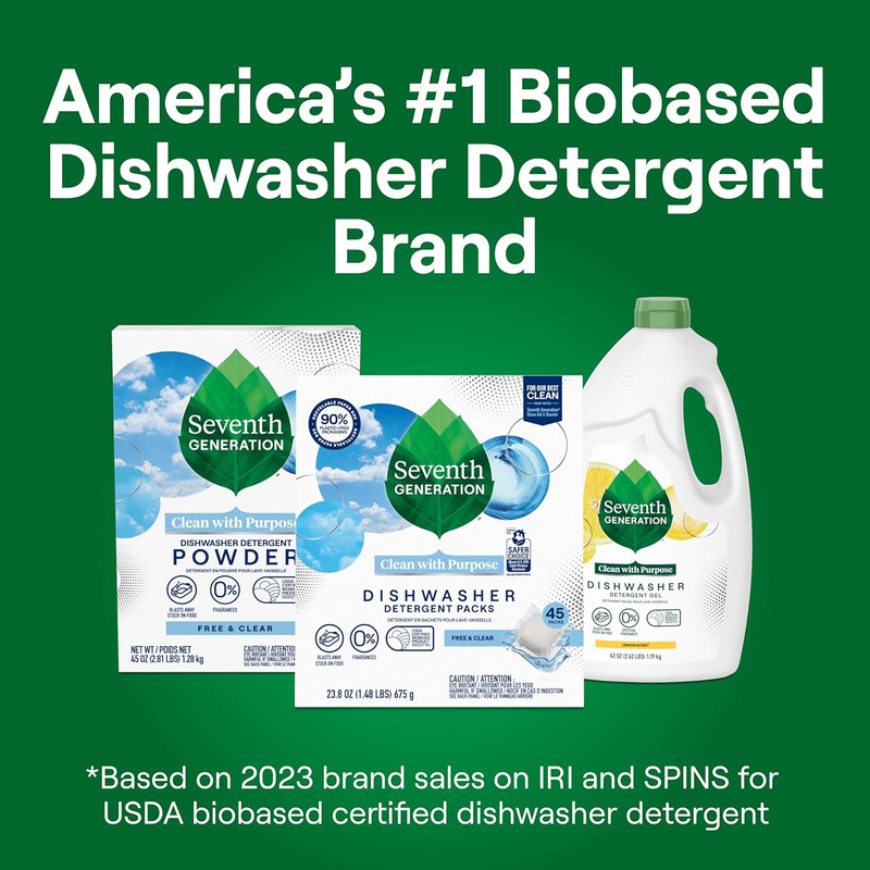Seventh Generation Dishwasher Detergent Packs Free & Clear 72 Count Pods New gallery