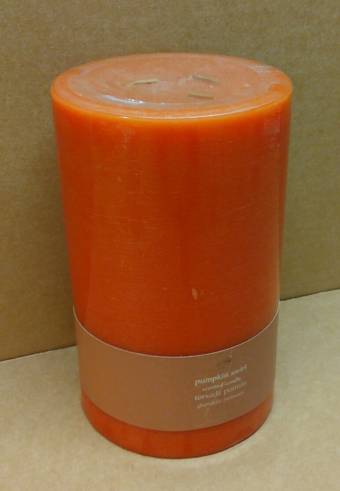 Pier 1 One PUMPKIN SWIRL Scented Candle 5 x 8" 160 Hours Burn 3 Wicks Pillar gallery