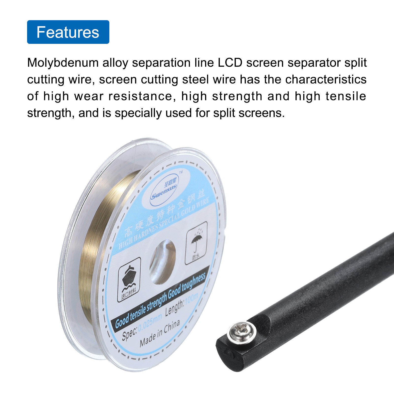 100m Molybdenum Screen Cutting Wire Line Handle LCD Separate 0.025mm gallery