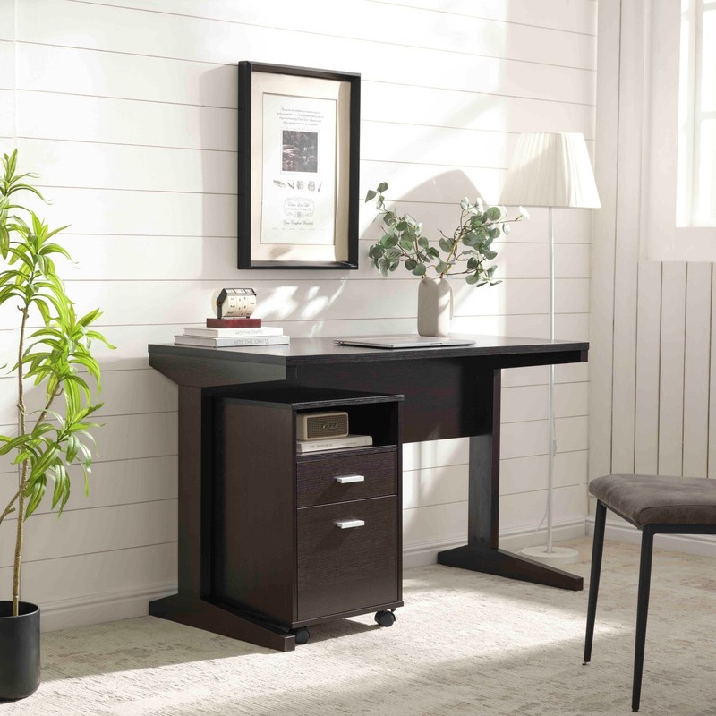 Home Office Computer Desk w/ File Cabinet & Locking Wheels Two Detached Drawers gallery