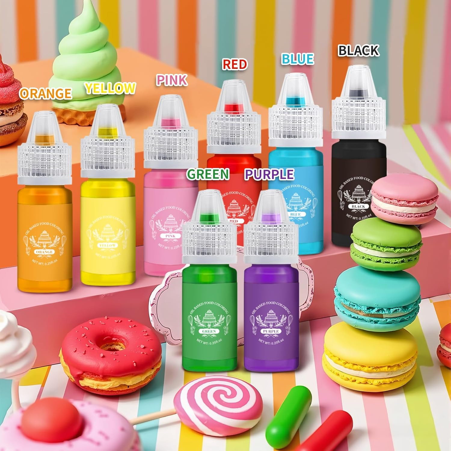 Oil Based Food Coloring Set 8 Colors Edible Dye Cake Chocolate Gluten Free gallery
