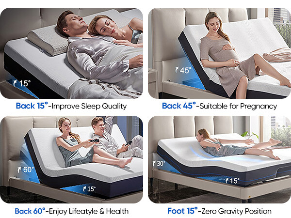 Split King Adjustable Legs Bed Frame with Massage and Remote USB for Recovery gallery