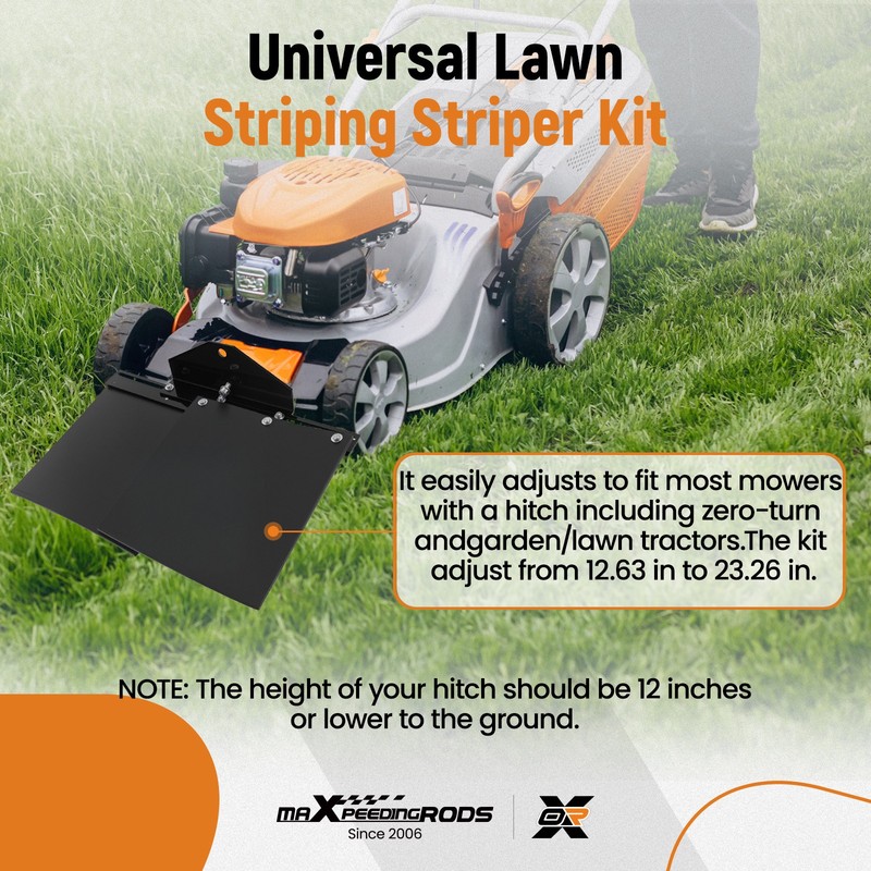 Lawn Mower Hitch Striping Kit for Zero Turn Garden Tractor Black Steel Rubber gallery