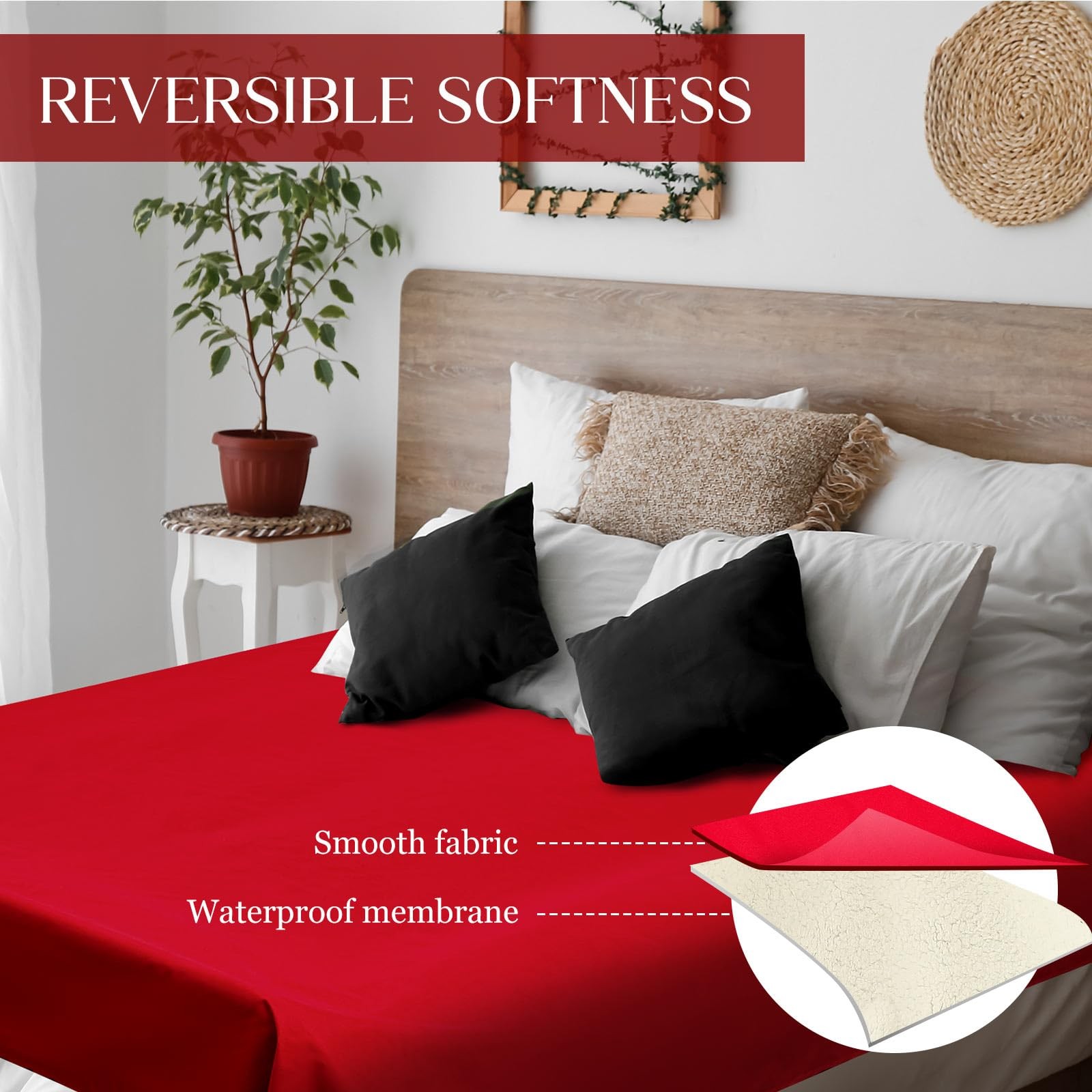 Waterproof Bed Blanket Queen Size 78'' x 82'' Red Polyester, TPU Waterproof F... gallery