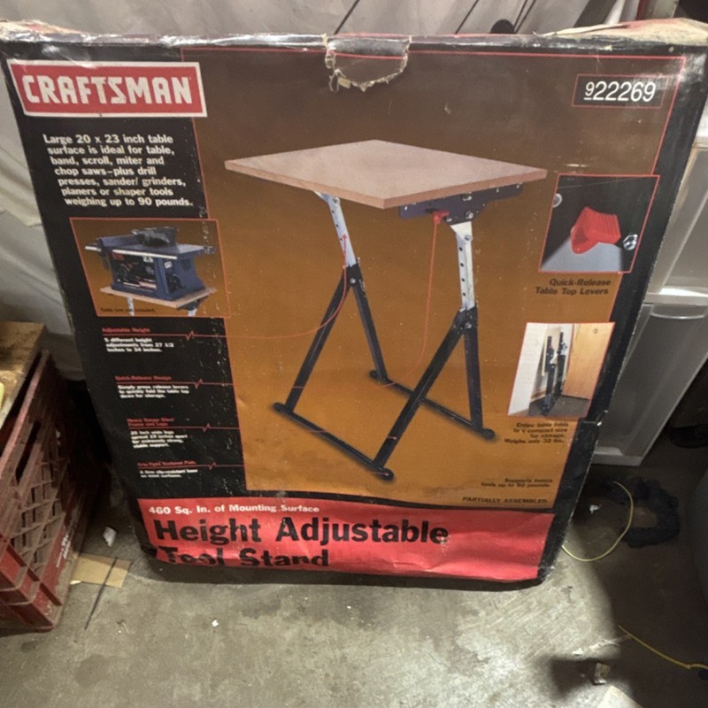 Craftsman Height Adjustable Tool Stand 922269, 20x23in, 90lb, Quick-Release gallery