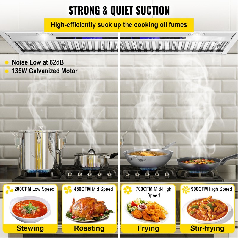 VEVOR Built-in Range Hood Insert Vent Hood 900CFM 30inch Touch & Remote Control gallery