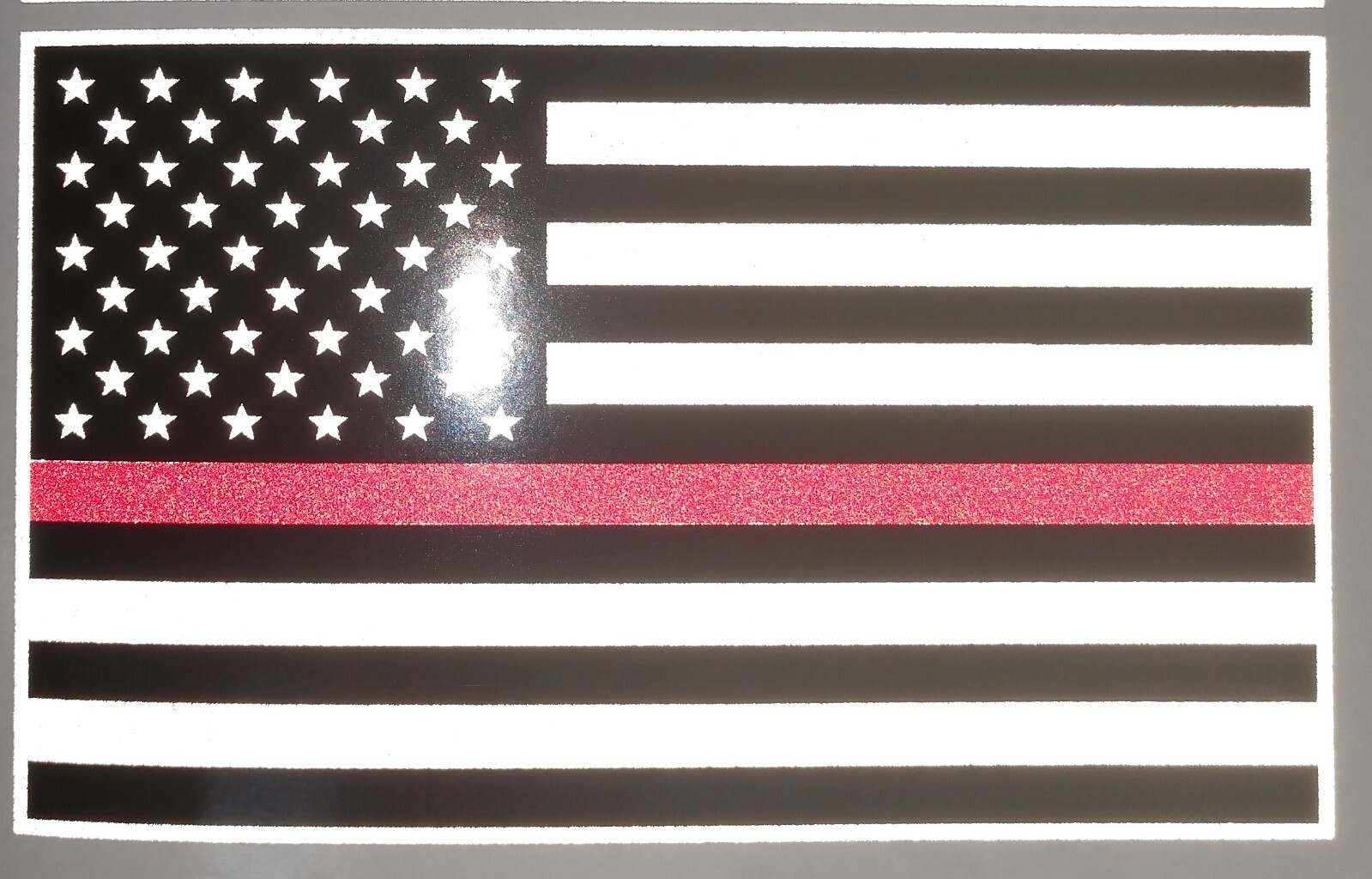REFLECTIVE Black and WHITE FLAG THIN RED LINE DECAL fire EMS Multiple Sizes gallery