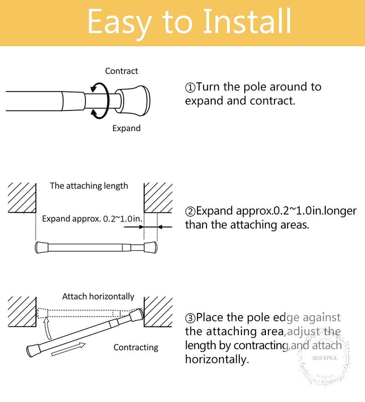 2Pcs Small Window Tension Rods Adjustable 17 to 28 Inch Expandable Spring Rod gallery