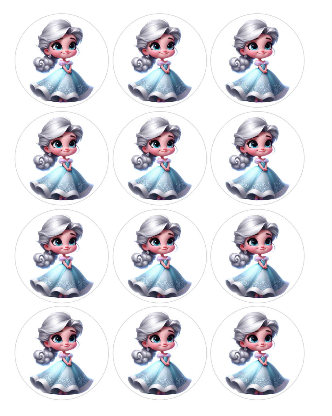 12 count Elsa Frozen Edible Image rounds, Wafer paper, pre cut, gallery
