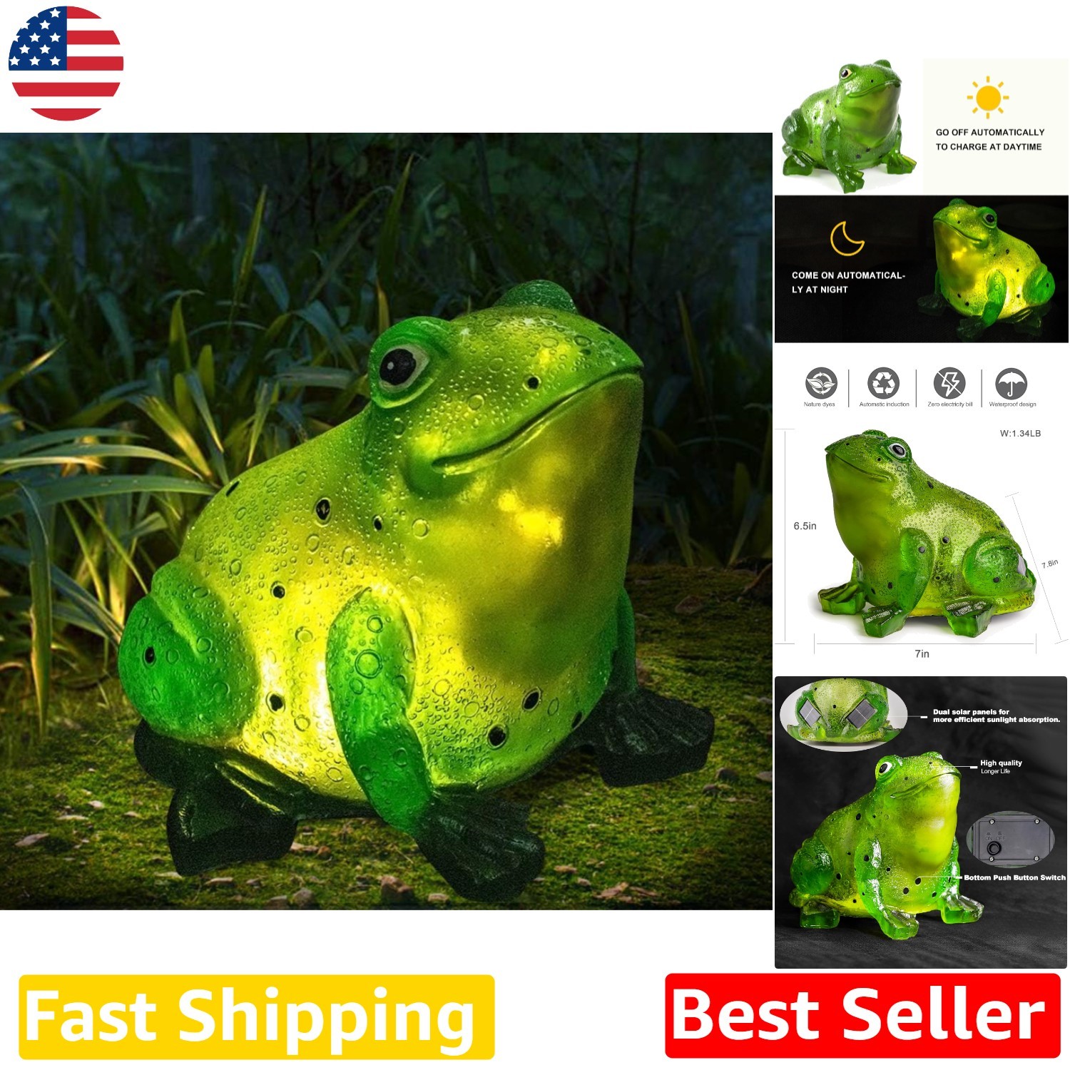 Waterproof Solar Frog Statue - E27 LED Mood Light - Highly Efficient Patio Decor gallery
