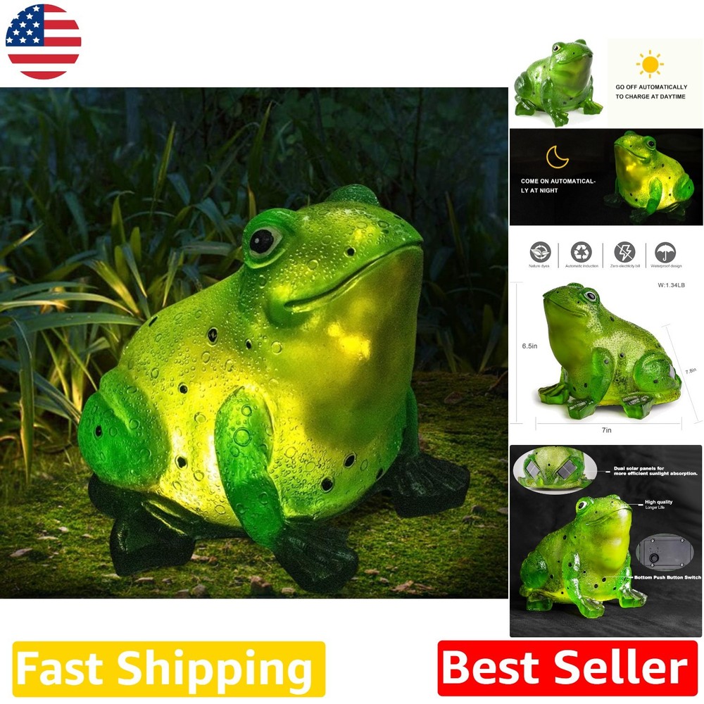 Waterproof Solar Frog Statue - E27 LED Mood Light - Highly Efficient Patio Decor