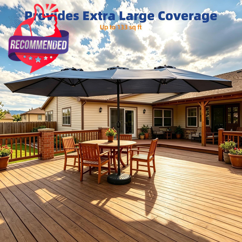15ft Double-sided Umbrella Replacement Canopy Cover,12 Ribs Large Triple Parasol gallery