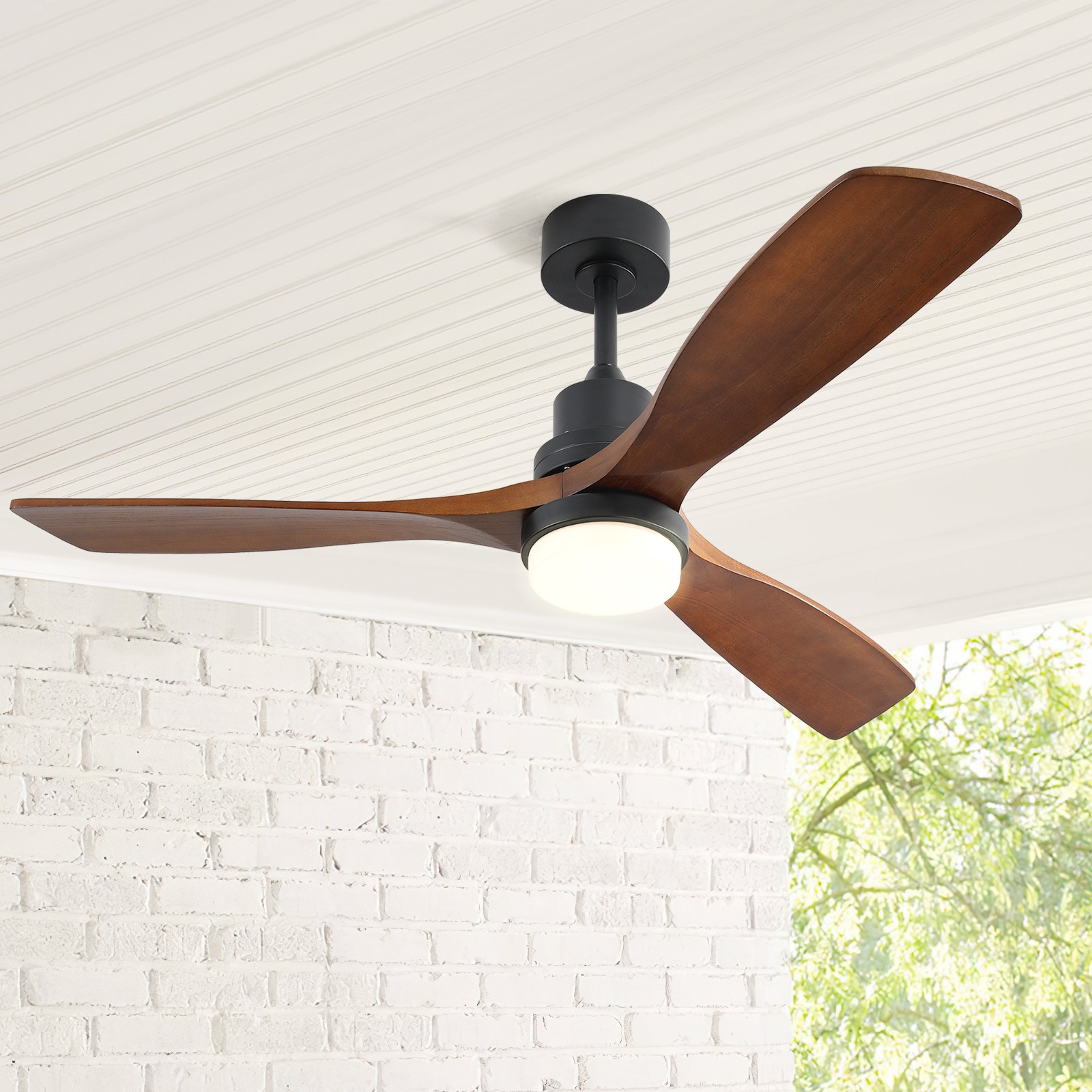 52'' Wood Ceiling Fan w/ Light & Remote Reversible 3CCT Dimmable Indoor/Outdoor gallery