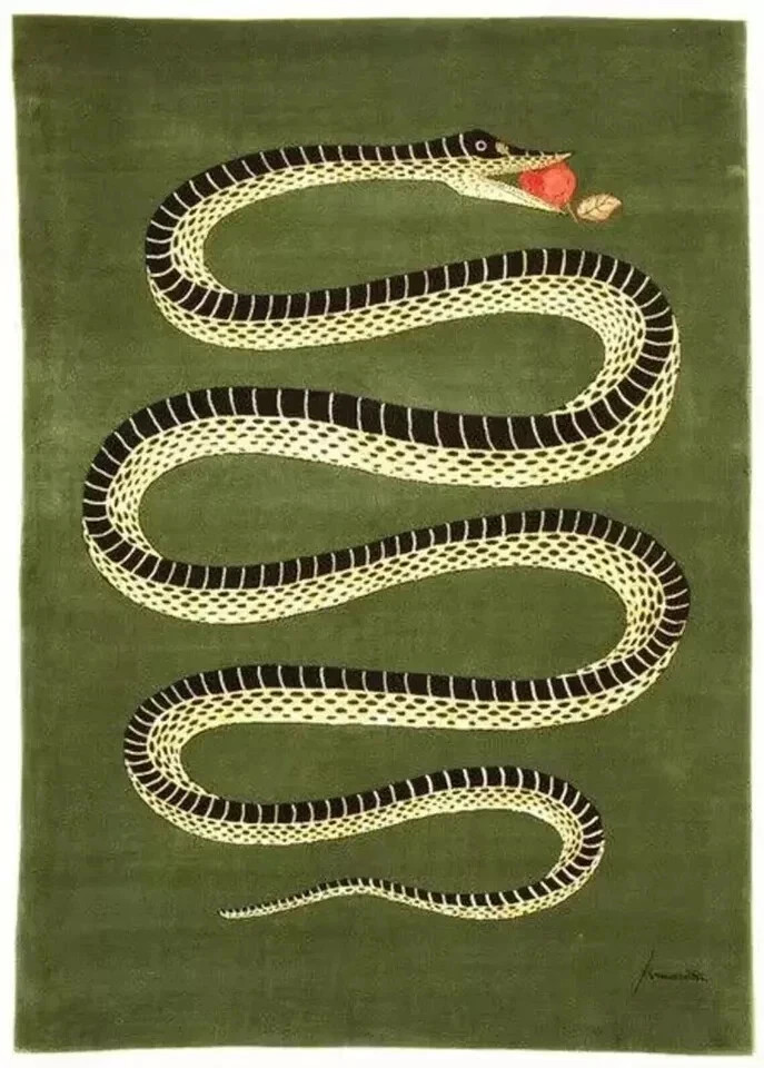 Snake Green Modern Designer Traditional Hand Made Hand Tufted Wool Rug etc.. gallery