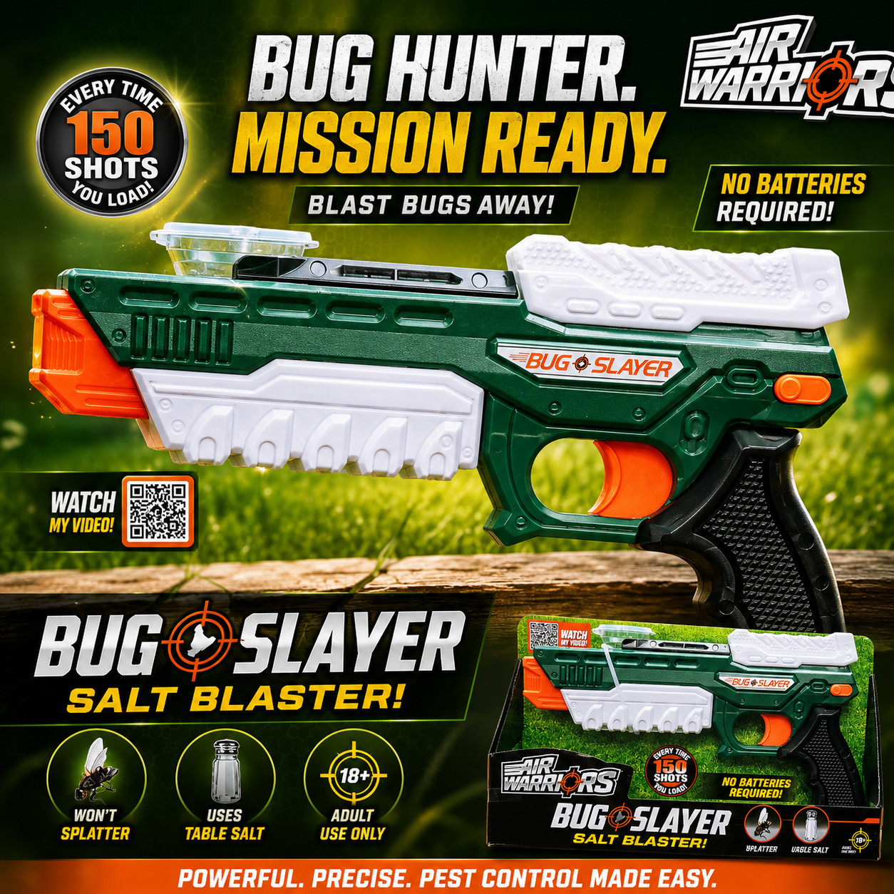 Bug Slayer Salt Blaster Bug Killer Fly Stopper Pistol Gun with Safety gallery