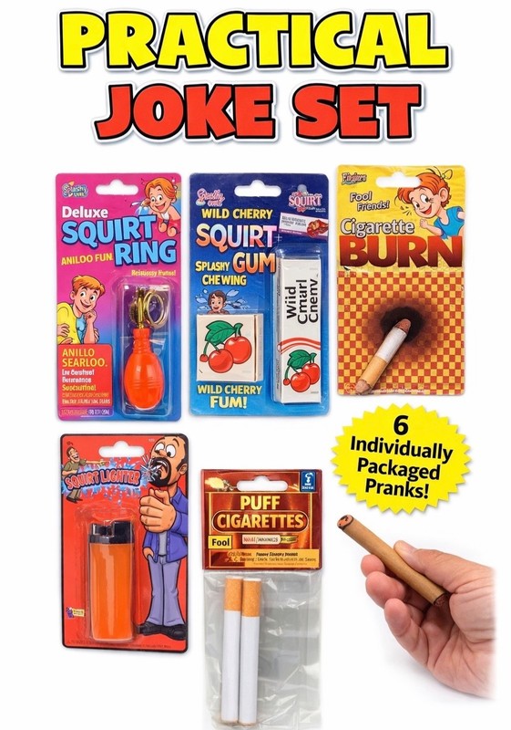 Funny PRACTICAL JOKE SET 6 Prank Kit Cigarette Squirt Pen Ring Lighter Squirting gallery