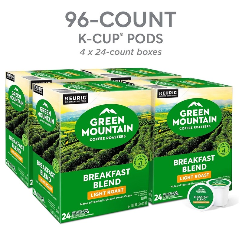 Green Mountain Coffee Roasters Breakfast Blend Light Roast, K-Cup Pods, 96 Count gallery
