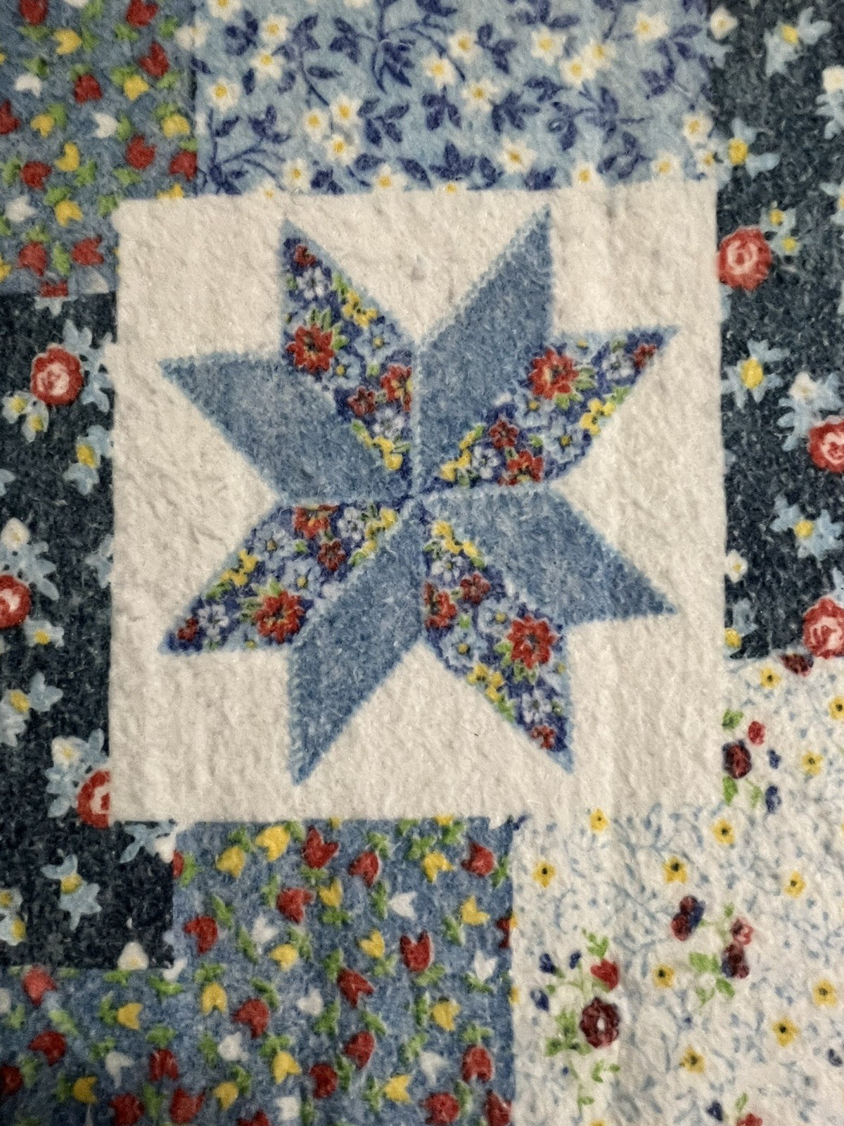 Vintage Blanket Satin Trim Quilt Pattern 87in x 77in Polyester Acrylic USA gallery