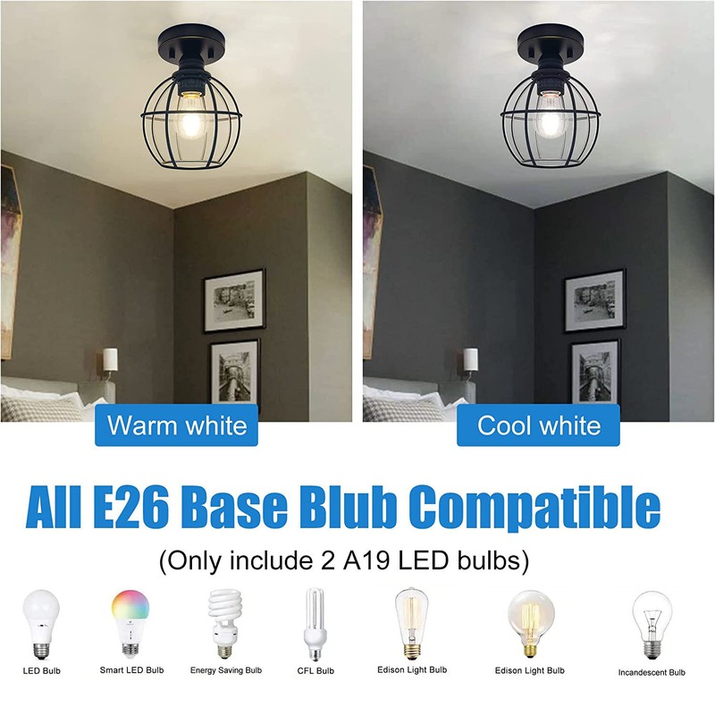 MingBright 2 Pack Semi Flush Mount Ceiling Light Porch Pendan Light Fixtures gallery
