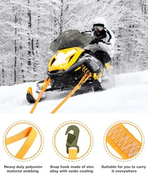 Extra Long Snowmobile Tow Straps, 4400lb Break Strength, 19ft Heavy Duty ATV gallery