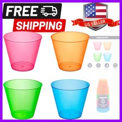 Plastic Cups, 50-Count, Assorted Neon