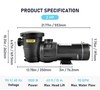 VEVOR ABOVE GROUND SWIMMING POOL PUMP 2.0HP 115V 1500W SINGLE SPEED 5400 GPH gallery