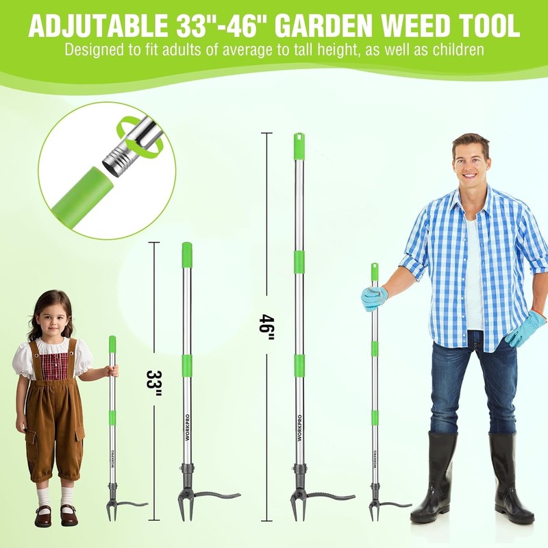 WORKPRO 44" Stand Up Weeder Puller w/Long Handle 4 Claw Garden Root Remover Tool gallery