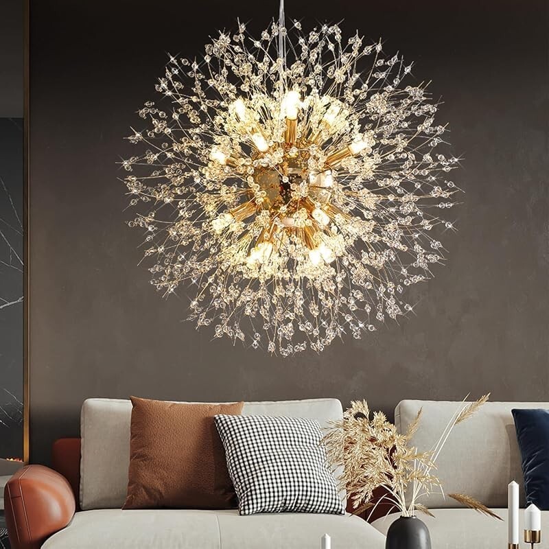 Global Ambient Crystal Chandelier Modern Bedroom Sputnik Hanging Lamp with Bulbs gallery
