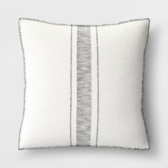 Oversized Placed Striped Square Throw Pillow Cream/Black – Threshold