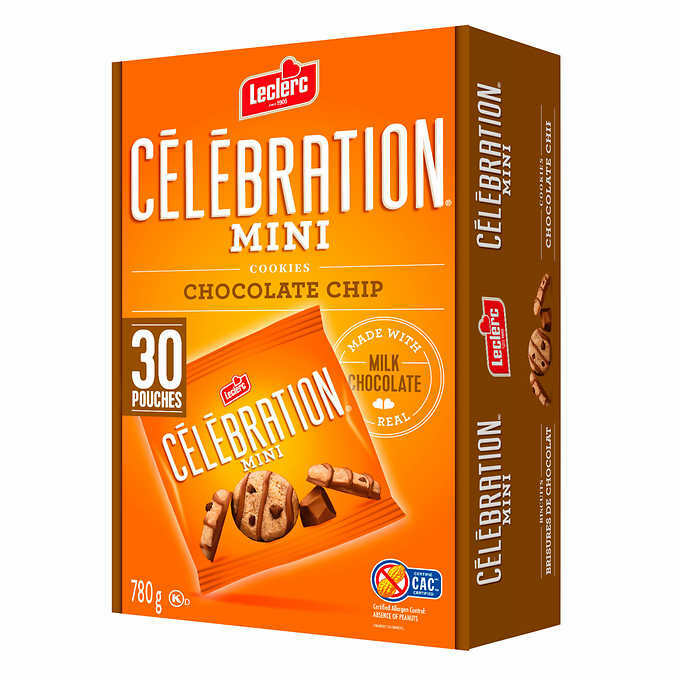 Leclerc Celebration Mini Chocolate Chip Cookies,780g Box- 30 Count 26g Each Bag gallery