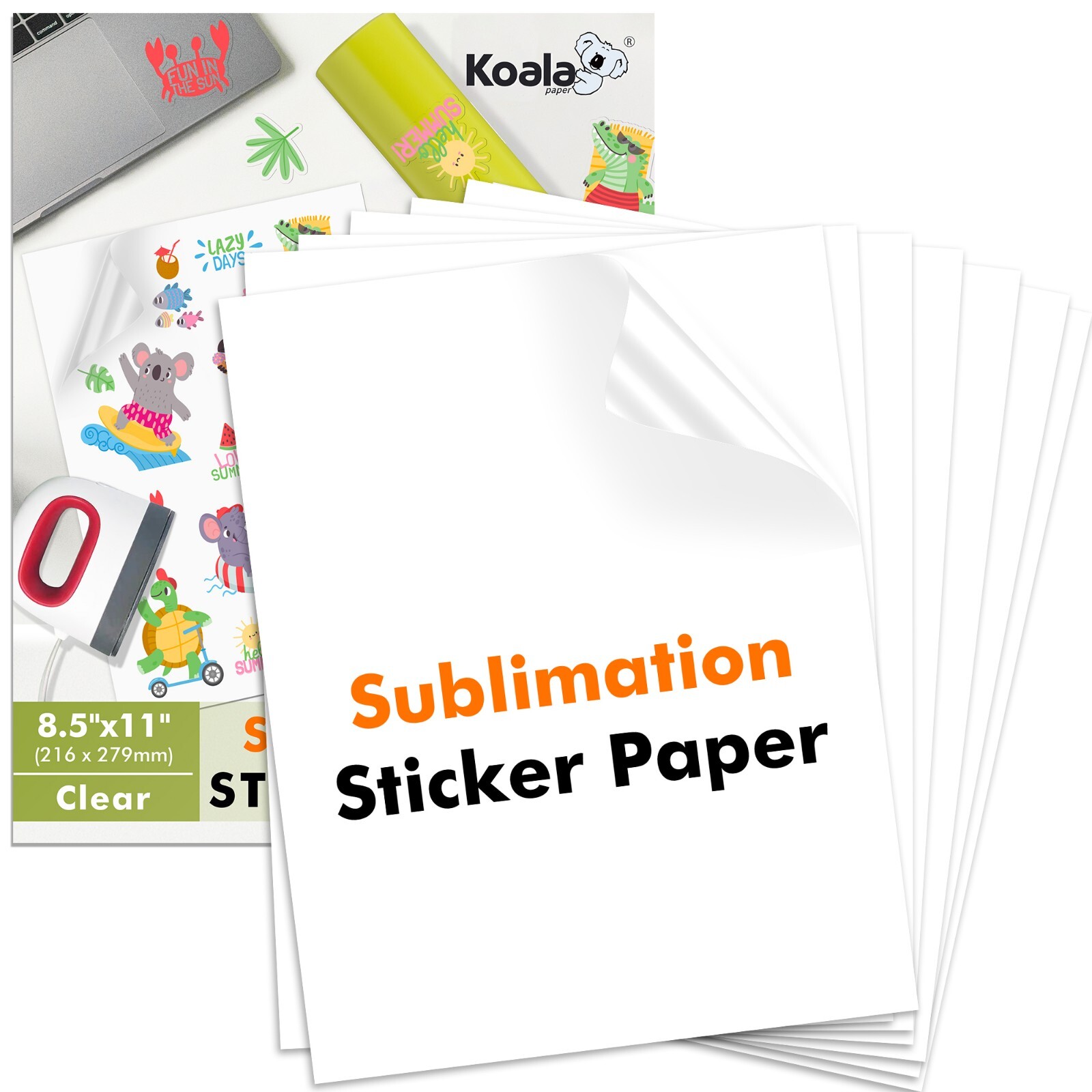 25-75 Sheets Koala Sublimation Vinyl Sticker Paper Clear Waterproof 8.5x11 Matte gallery
