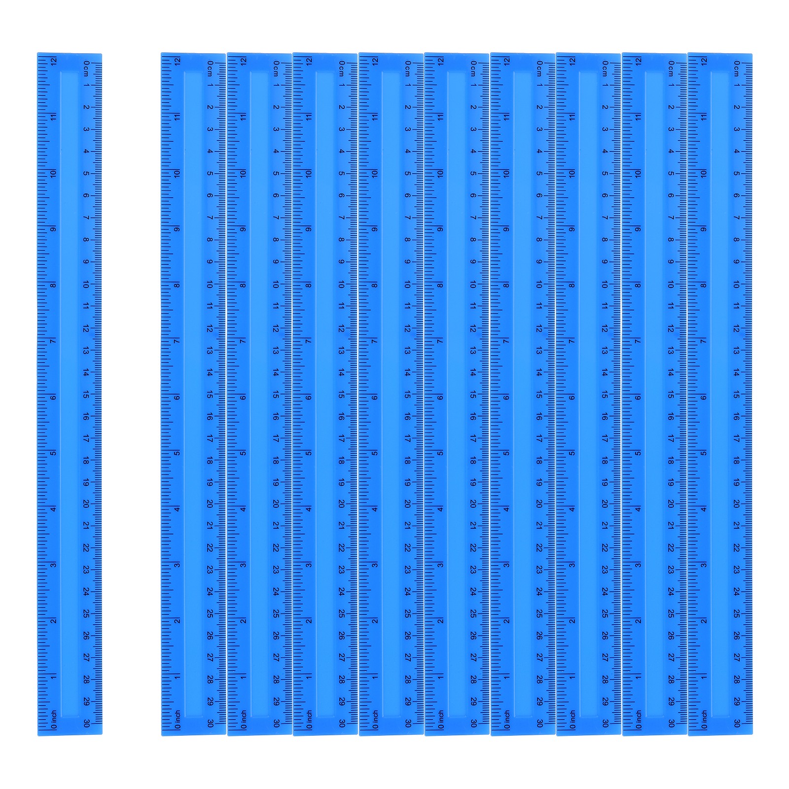 12pcs Plastic Rulers 12" (30cm) Clear Straight Ruler, Blue gallery