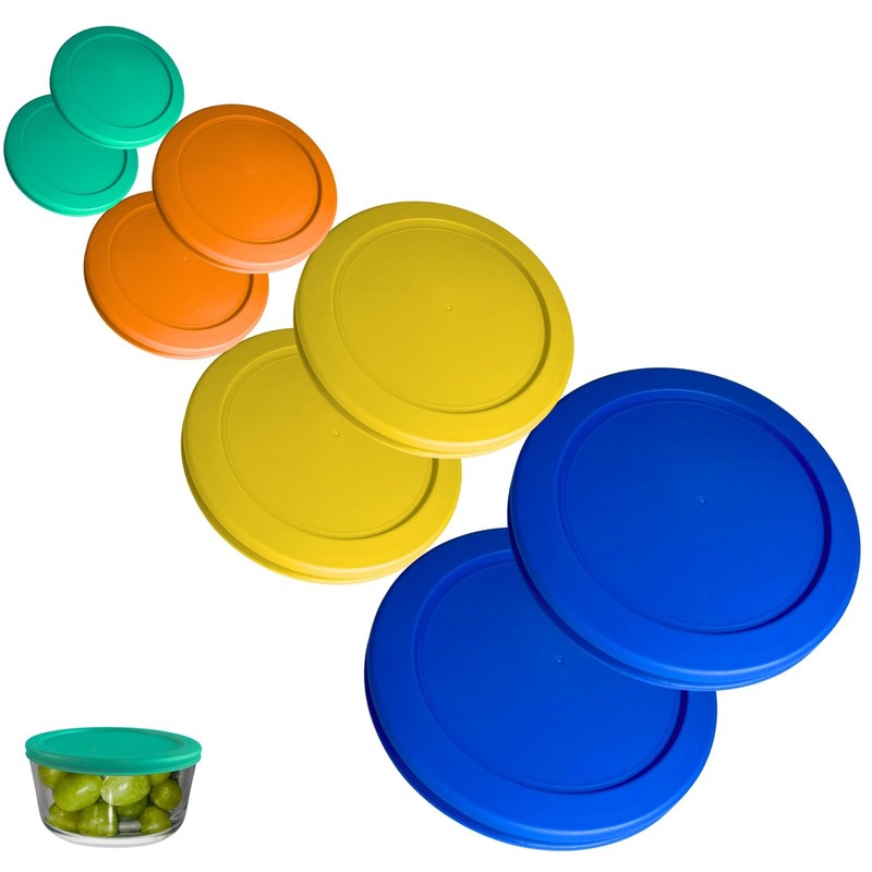 Replacement Lids for Pyrex & Anchor Hocking Bowls - 8 Pack, 1-7 Cup, Colorful Co gallery
