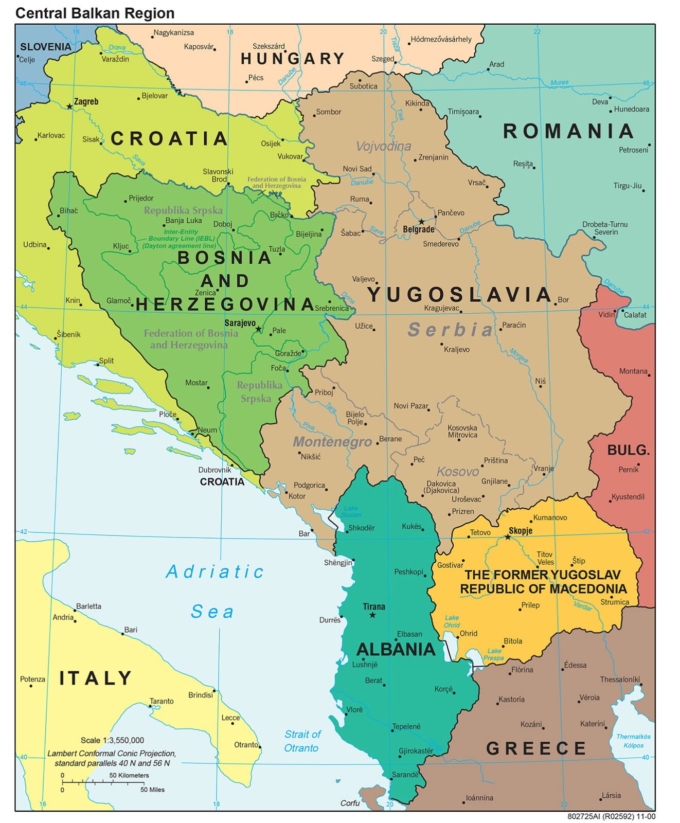 2000 CIA Map Central Balkan Home School Geography Poster Print Study History gallery