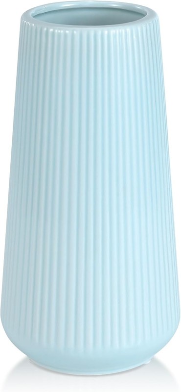 Compact Blue Ceramic Flower Vase - Stylish Table Centerpiece for All Rooms gallery