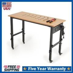 Adjustable Workbench ,48″ Heavy-Duty Worktable 2200LBS with Power Outlet ,Wheels