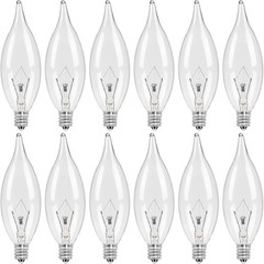 12-Pack Candelabra Light Bulbs 40W Warm White 2500K 380 Lumen Candle Chandelier