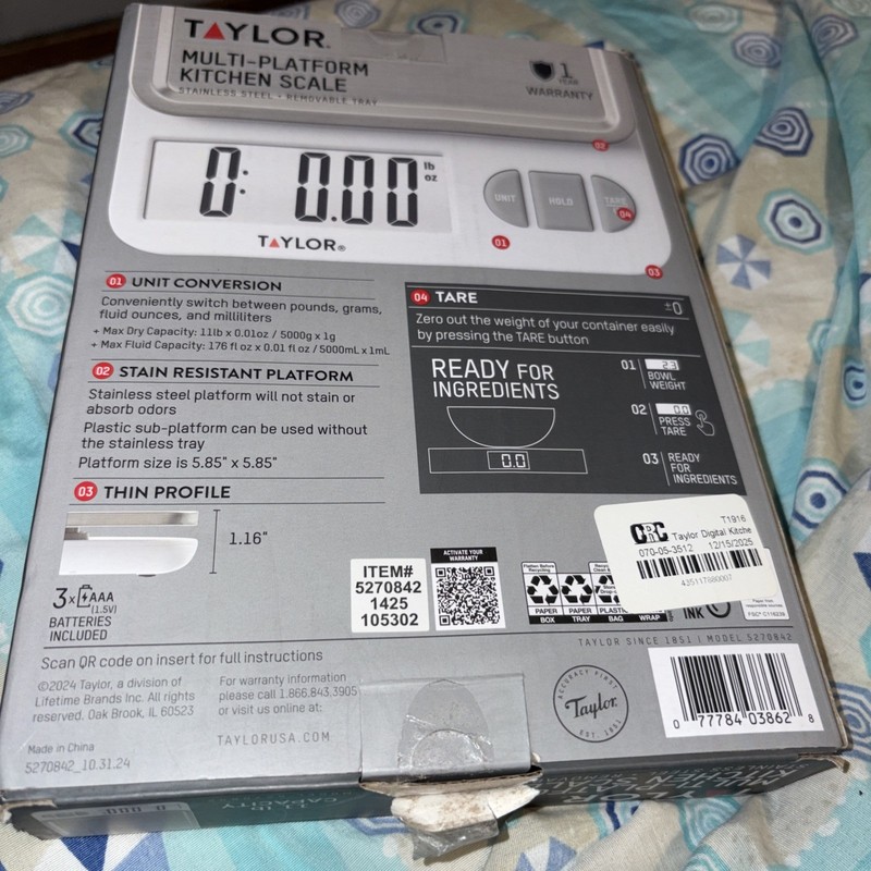 Taylor Multi-Platform Kitchen Scale Up To 11 Pounds Max Stainless Steel 5270842 gallery