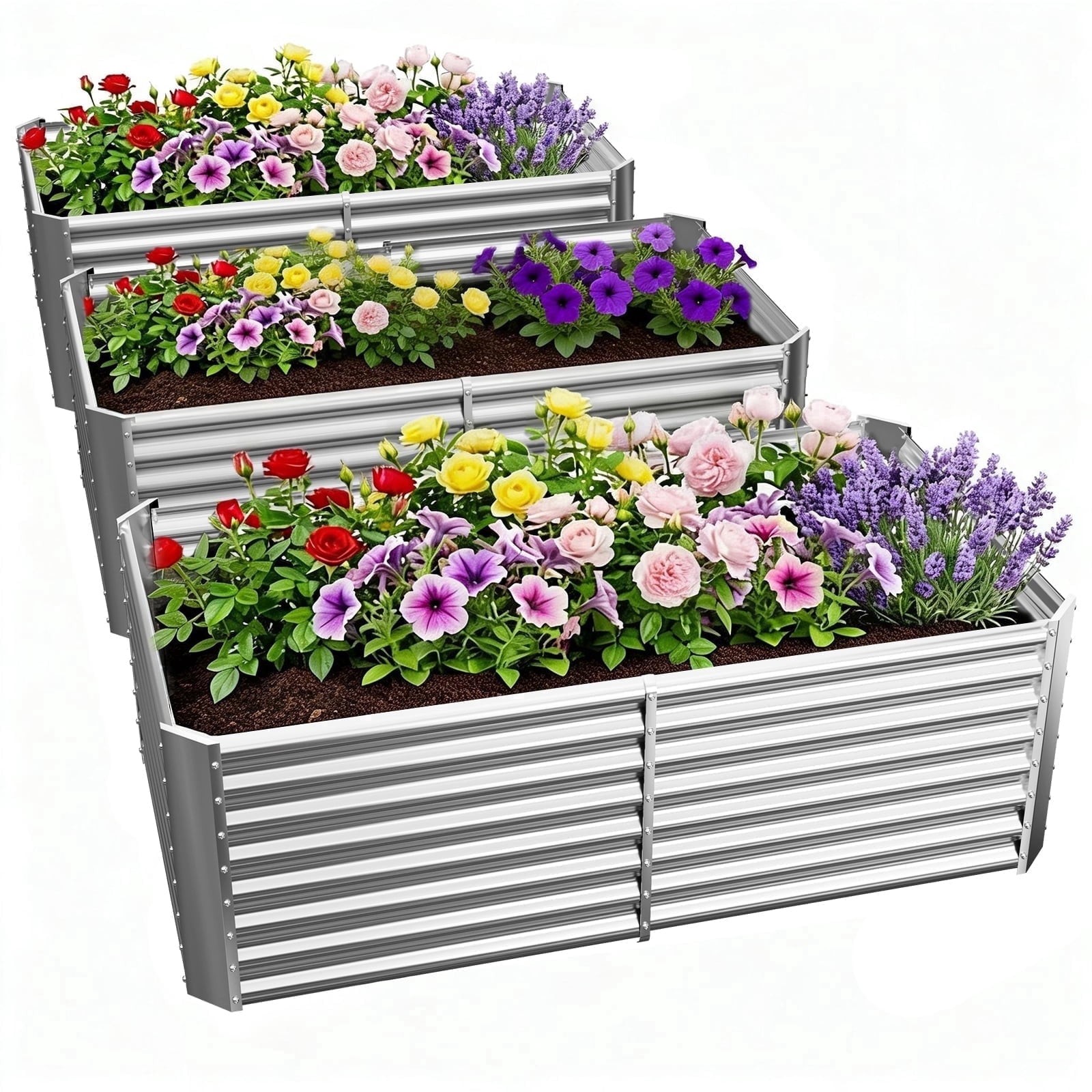 Land Guard Galvanized Metal Raised Garden Bed, 3 Pack, 6x3x2 ft, 2 ft Deep Root gallery