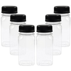6 PCS 4 oz Reusable Clear Plastic Empty Beverage Juice Bottles With Lids