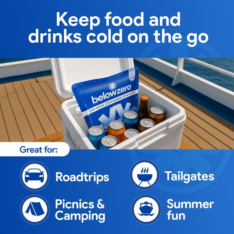 Below Zero Prefilled Reusable Ice Packs for Coolers Long Lasting Freezer Blocks gallery
