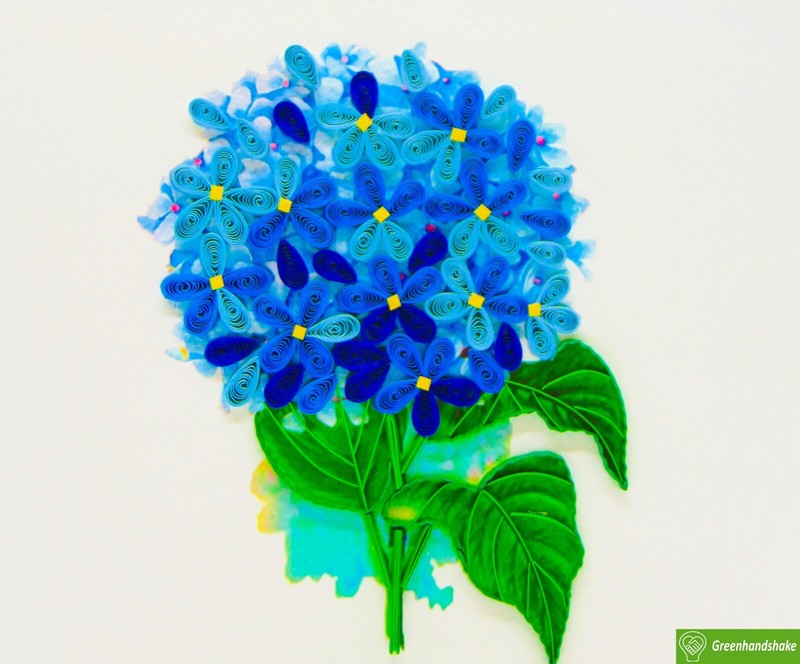 Hydrangea Bouquet Quilling Greeting Card - Unique Dedicated Handmade Art gallery
