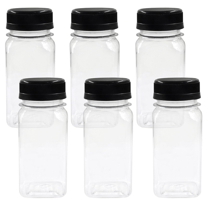 6 PCS 4 oz Reusable Clear Plastic Empty Beverage Juice Bottles With Lids gallery