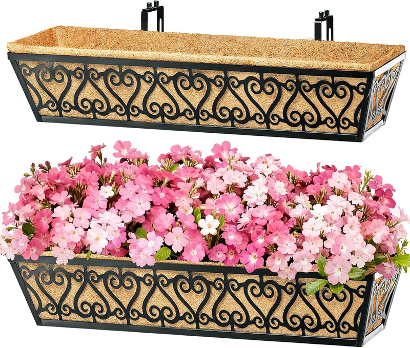2 Pack 30 Inch Deck Railing Planter Box - Window Boxes Planters with Adjustable gallery
